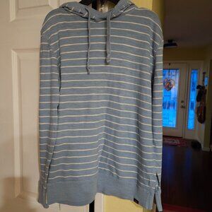 Faherty light blue & white striped hooded cotton sweater, fits like S or M